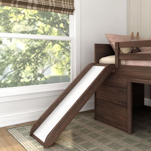 Twin Size Solid Wood Low Loft Bed with Storage Drawer and Ladder Y30967