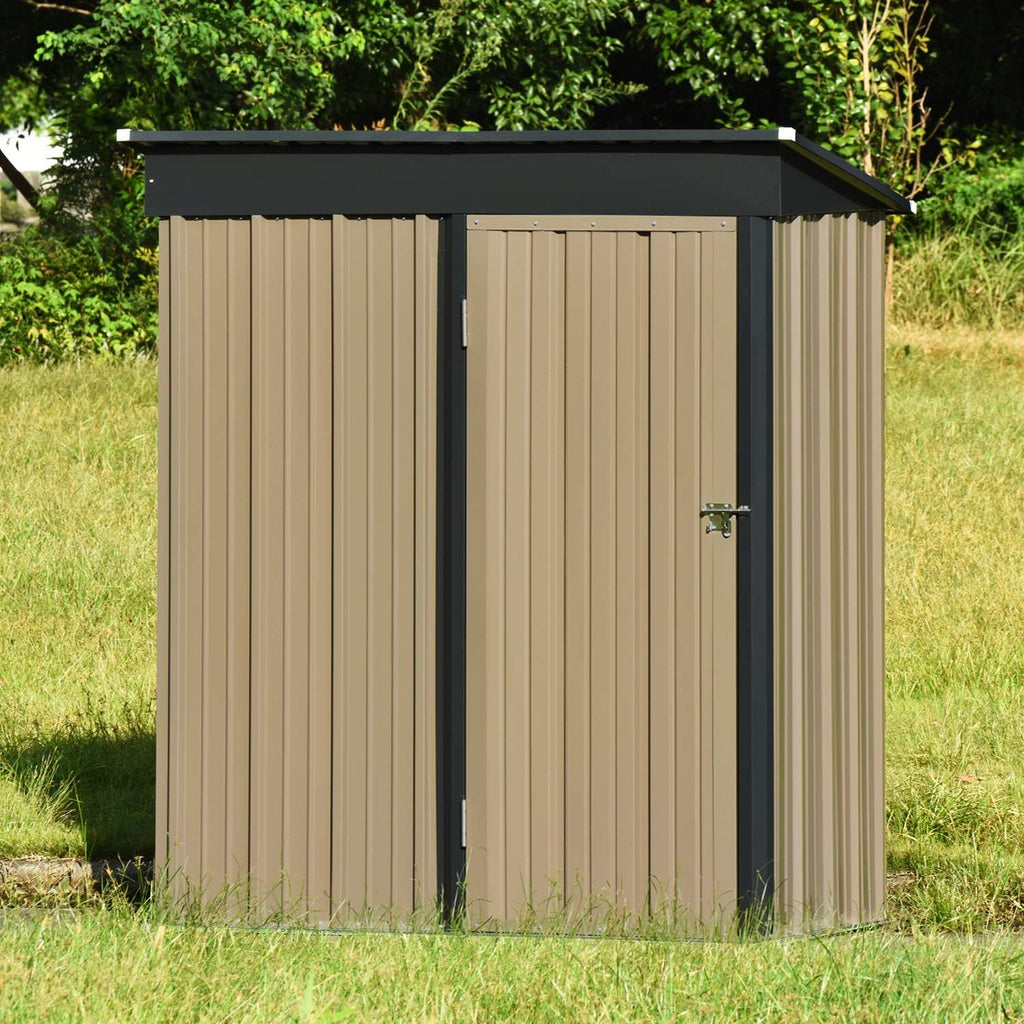 5x3 FT Galvanized Steel Outdoor Storage Shed, Dark Grey M362