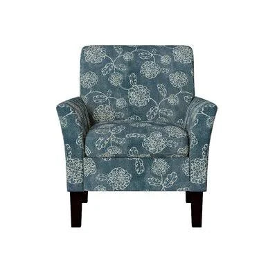 20x22 Armchair Caribbean Blue Creamy White Floral R266954