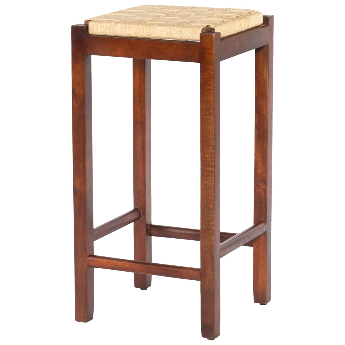 32 Inch Mango Wood Barstool with Rope Weaved Seat M731942
