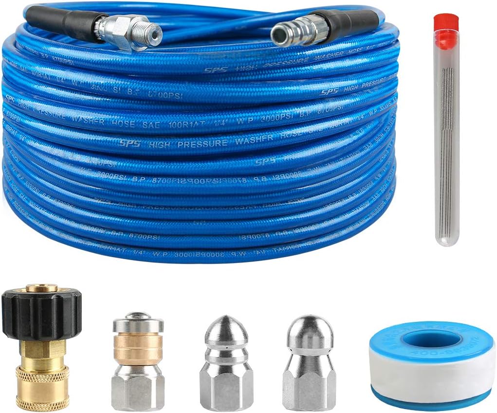 Sewer Jetter Kit, 100 FT Hose, 1/4 Inch NPT, 4000 PSI, Pack of 2 Q4631