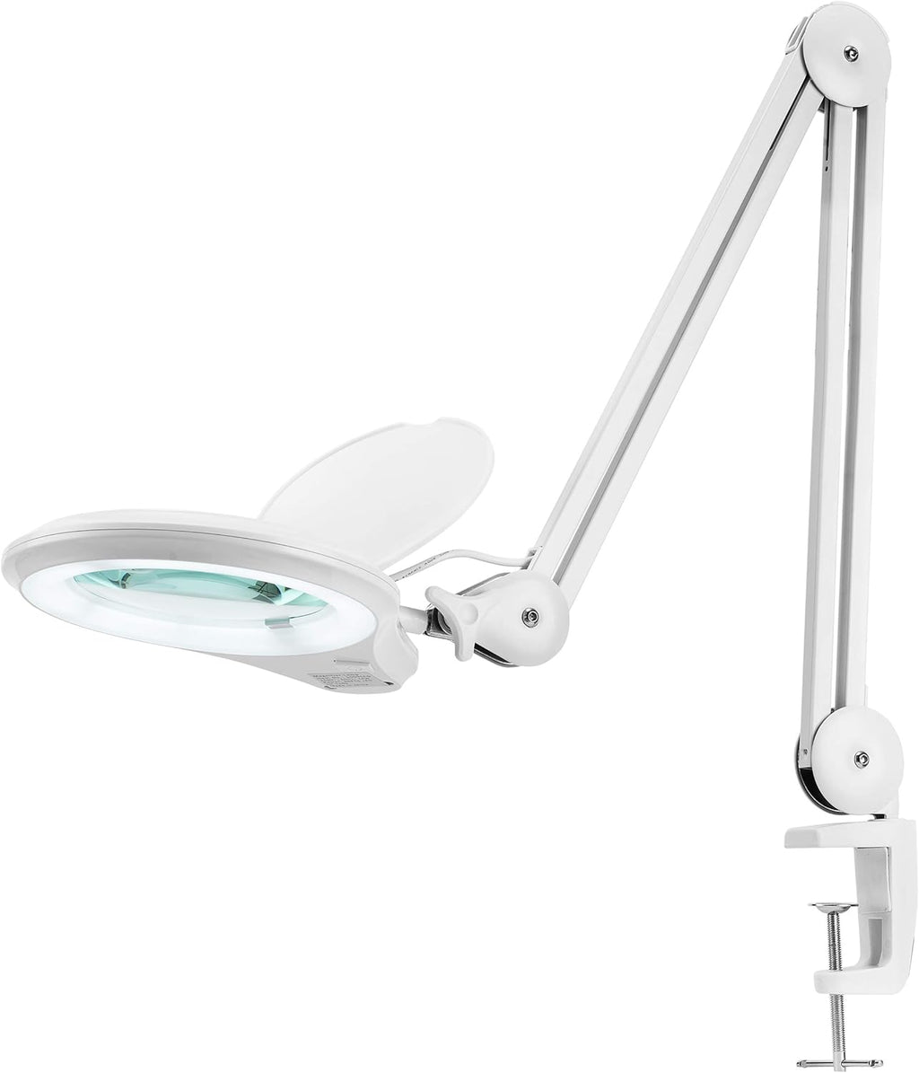 Black 5 Inches Diameter Lens LED Magnifying Lamp with Clamp X484
