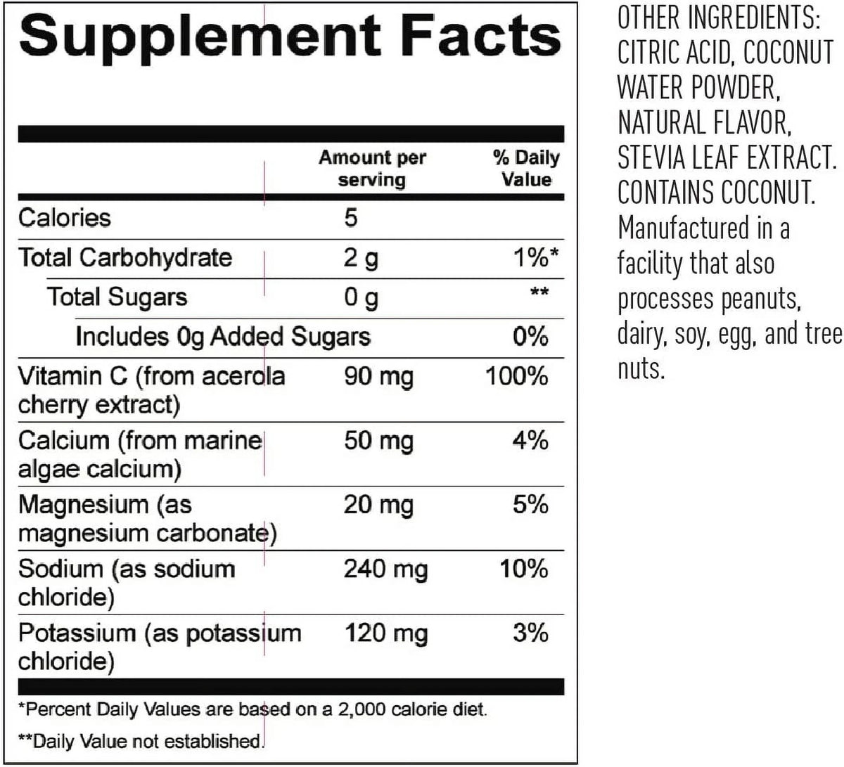 Plant-Based Electrolyte Hydration Powder, Lemon Lime, 4.9oz B3369