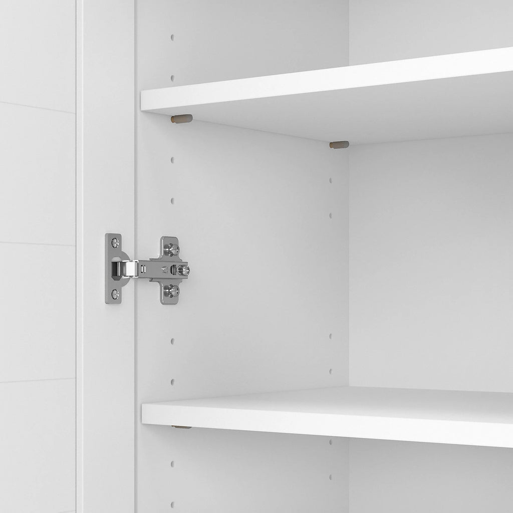 White & Gray Storage Cabinet with Doors T91962