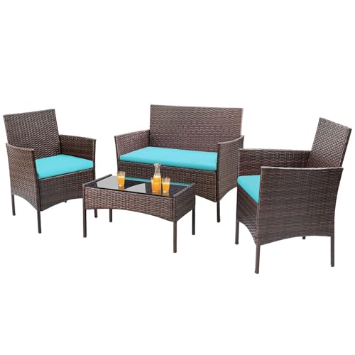 4 Pieces Rattan Wicker Patio Furniture Set S144814