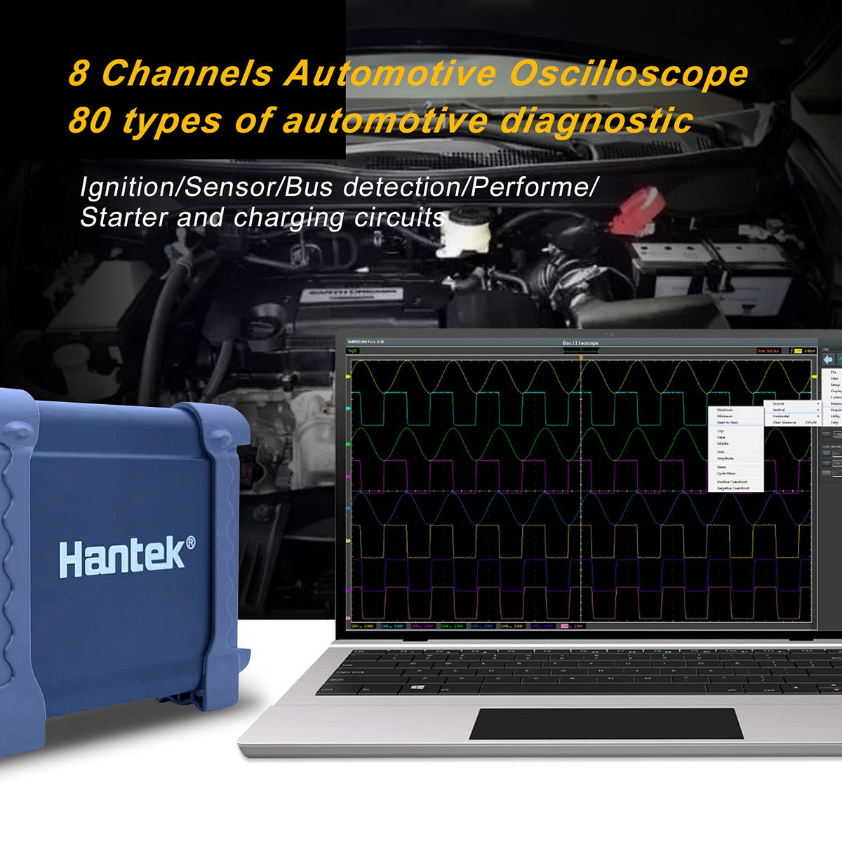 8 Channels Automotive Oscilloscope with Ignition/Sensor/Bus Detection/Starter Function B254