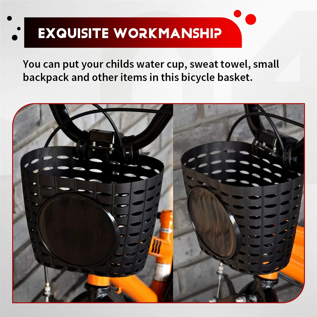Black Plastic Kids Bike Basket Q544409
