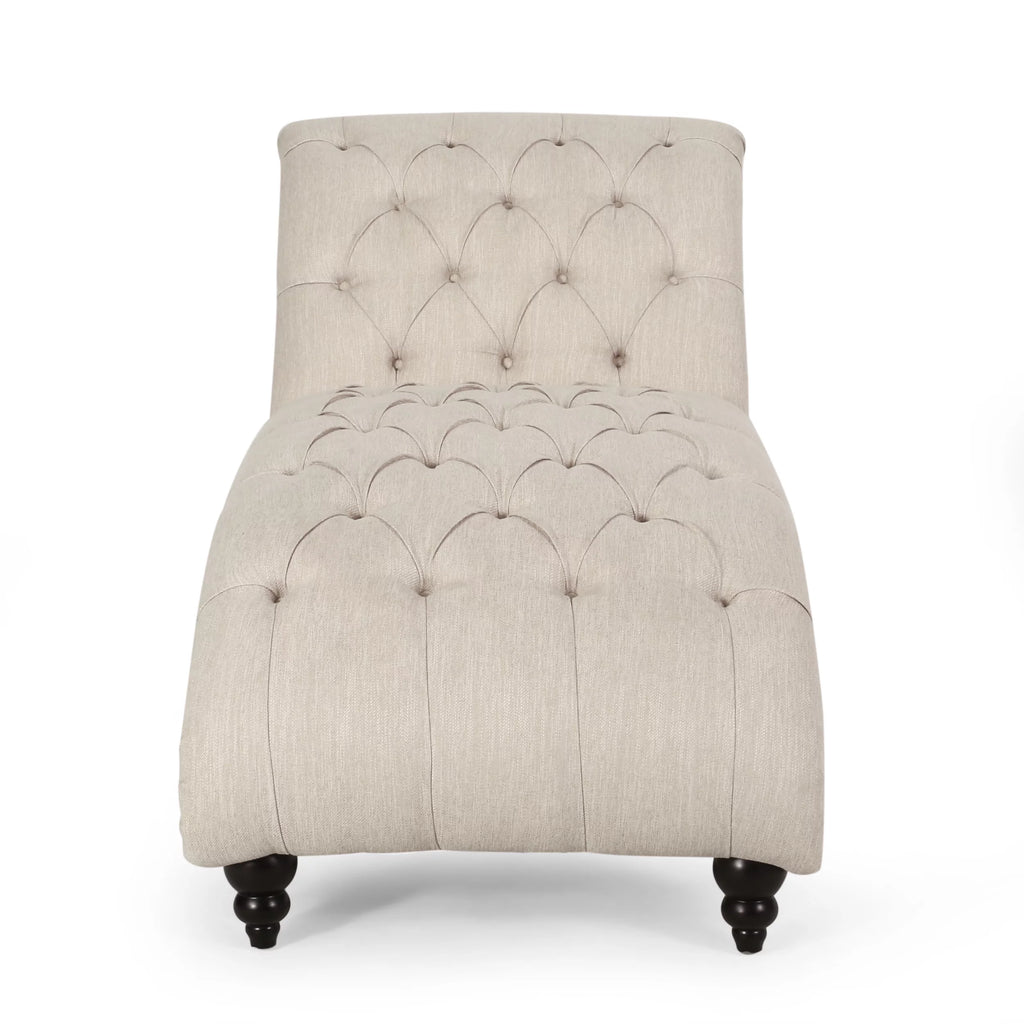 Beige Button Tufted Chaise Lounge T37377