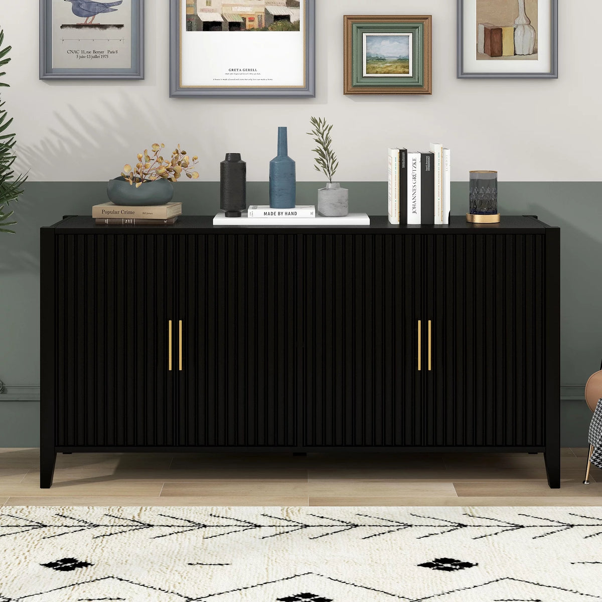 Black Wooden Accent Cabinet F256