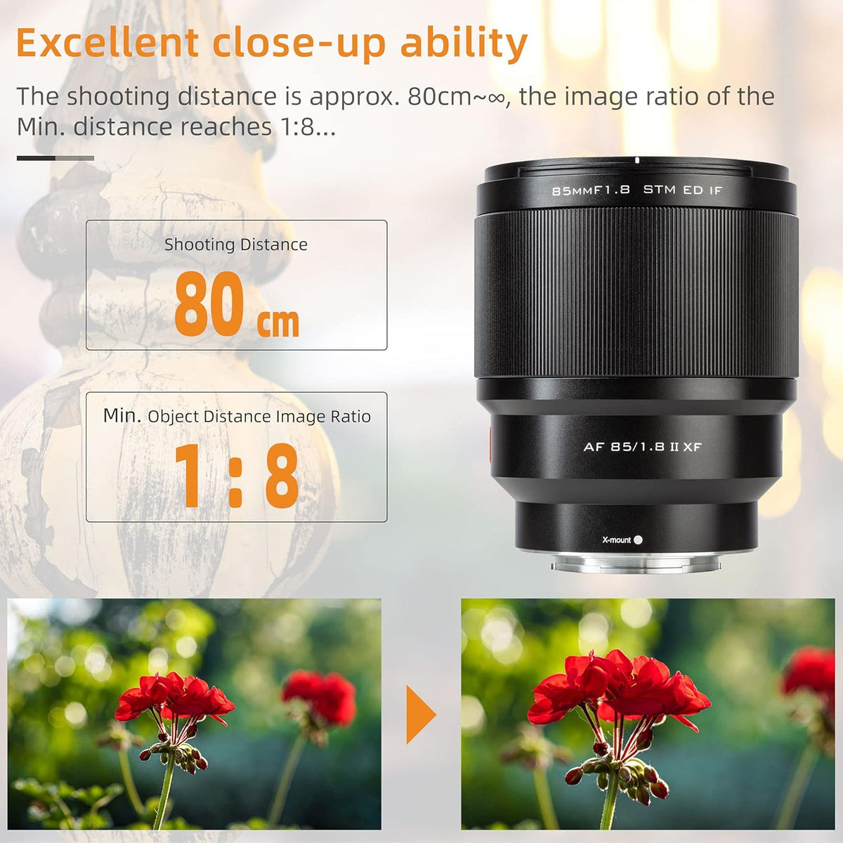 85mm F1.8 Prime Lens Medium Telephoto Portrait Lens for Fuji X Mount Camera X422