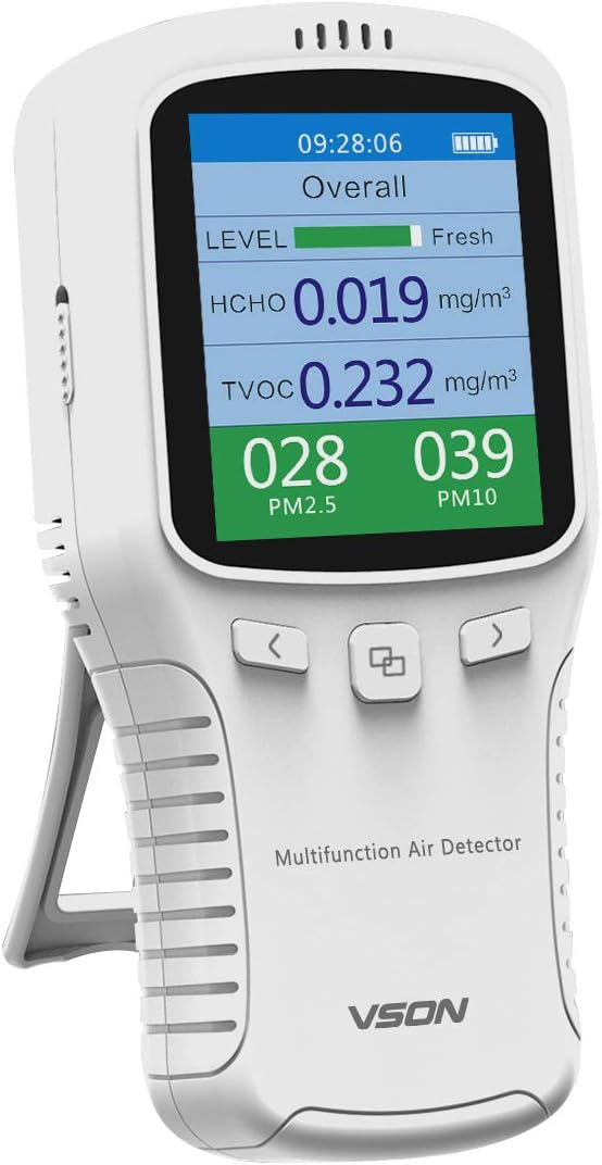 CO2 Monitor Indoor Air Quality Meter with Temperature and Humidity Sensor, 2200mAh Rechargeable Carbon Dioxide Detector, White, Pack of 2 O60771