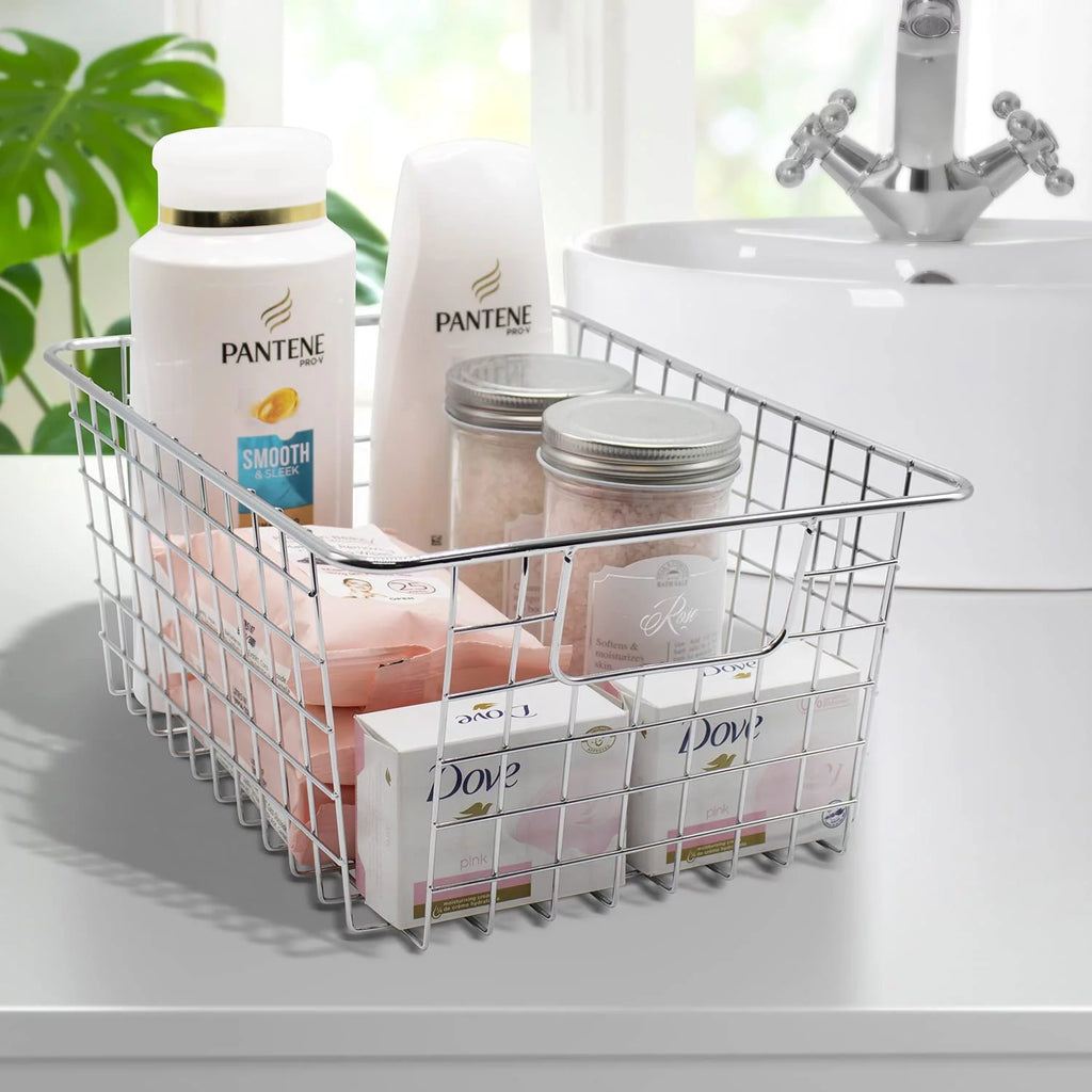 Metal Wire Storage Baskets 4-Pack Silver Q556992