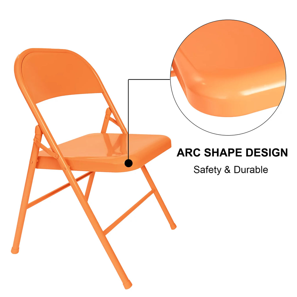 Set of 4 Orange Metal Folding Chairs K155