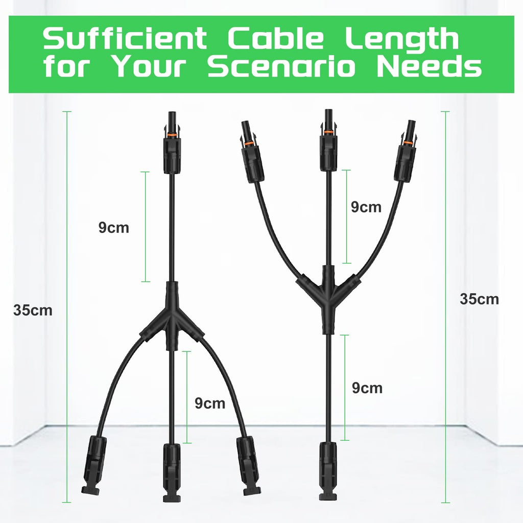 Solar Connectors 30A Y-Branch Cable Parallel Adaptor Pair for Solar Panel, Pack of 2 Z809259
