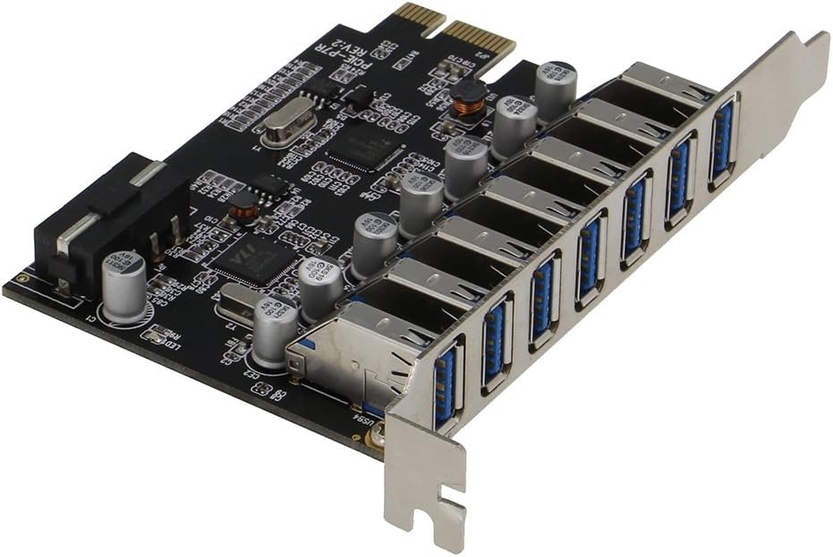 PCIE 7 Port USB 3.0 Adapter Card with Molex Power Connector G7282