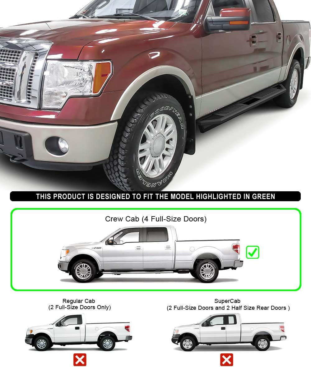 Aluminum Running Boards Compatible with Ford F150 2009-2014 SuperCrew Cab X1569