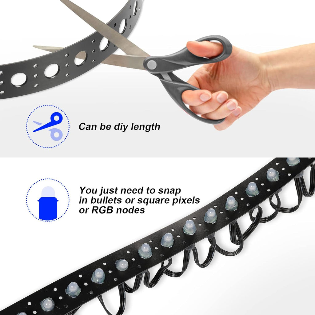 Black Mounting Strip for 12mm RGB Pixel Node, 50meter/Roll, 1 inch Hole Spacing, 30mm Wide, 1.6mm Thick, Pack of 2 S7049