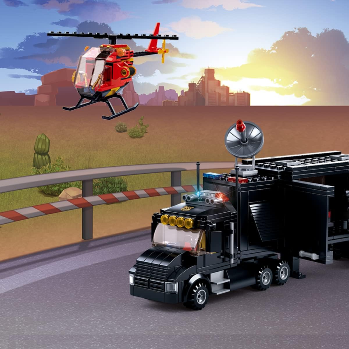 City Police Mobile Command Center Truck Building Blocks Car (540 PCS), City Police Station Building Sets, Model Toys Pack of 2 Y10264