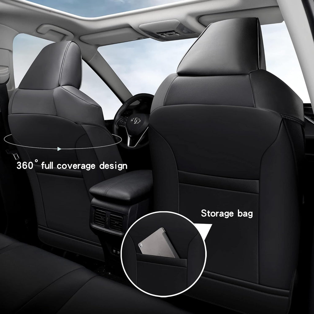 Pu Leather Car Seat Covers Full Set Black A46501