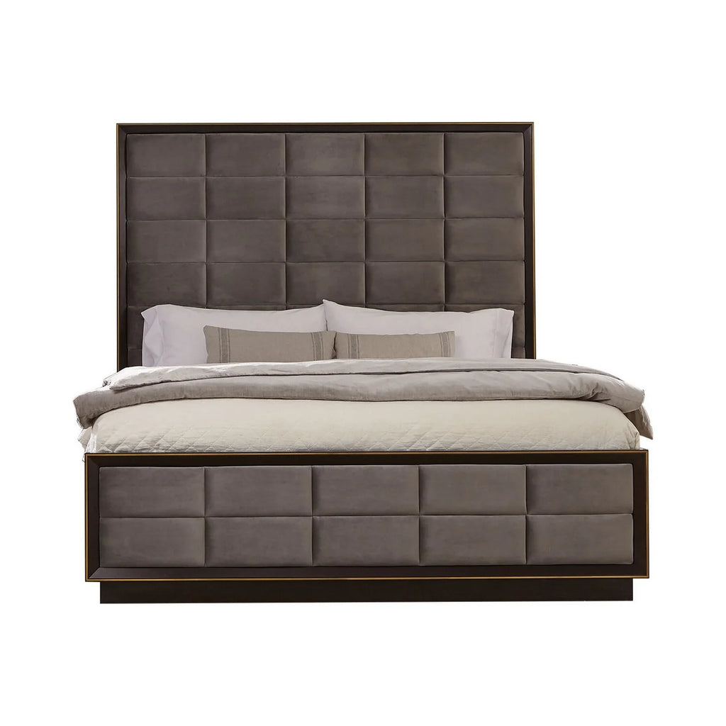 Tufted Gray Upholstery California King Size Bed W98606