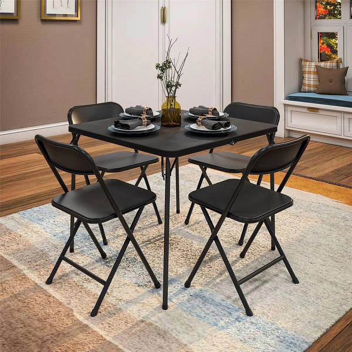 5-Piece Resin Folding Table and Chair Dining Set K247