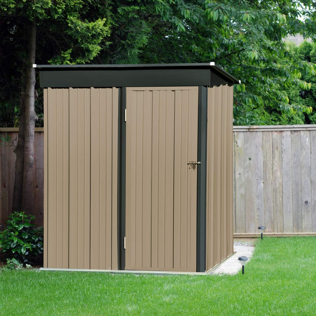 5x3 FT Galvanized Steel Outdoor Storage Shed, Dark Grey M362