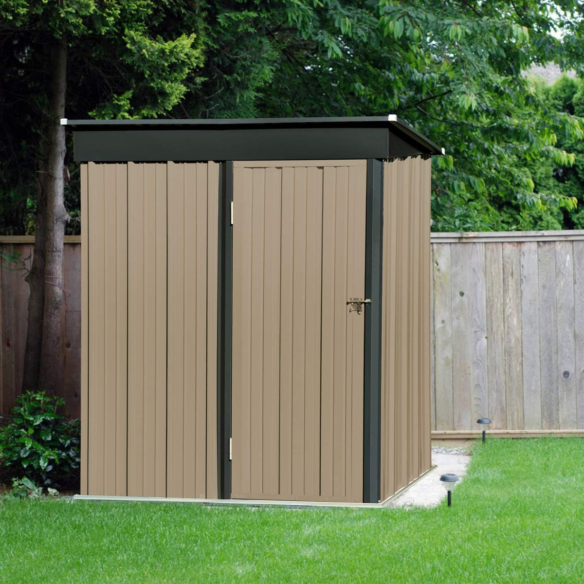5x3 FT Galvanized Steel Outdoor Storage Shed, Dark Grey M362