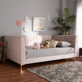 Light Pink Velvet Gold Finished Full Daybed W779