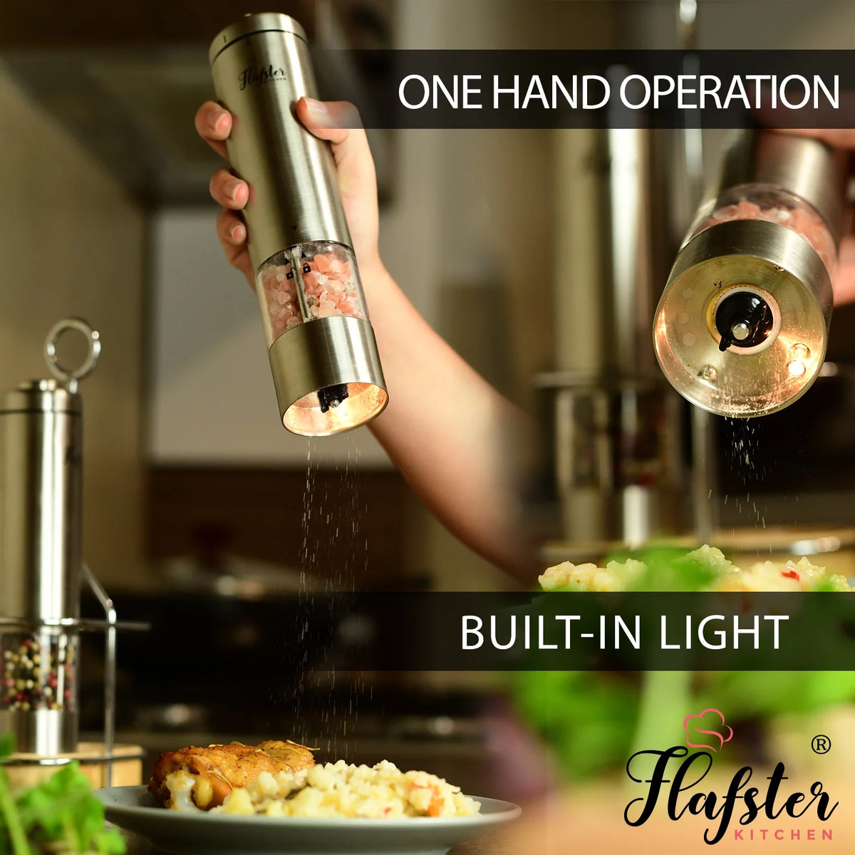 Battery Operated Electric Salt and Pepper Grinder Set L49765