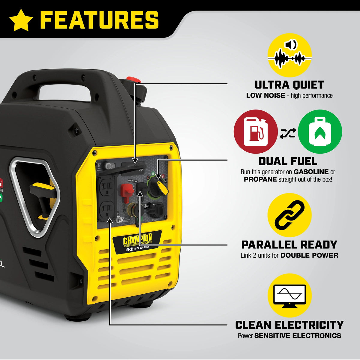 2000 Watt Dual Fuel Inverter Generator O188998