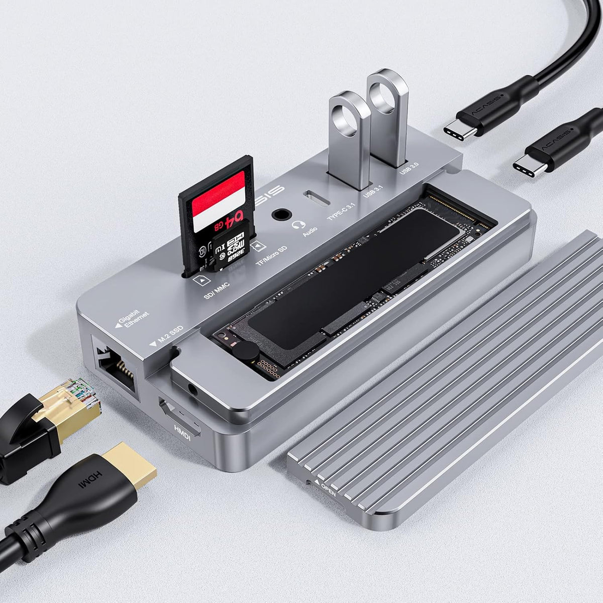 10-in-1 USB-C Hub Docking Station with HDMI, 100W Power Delivery J93856