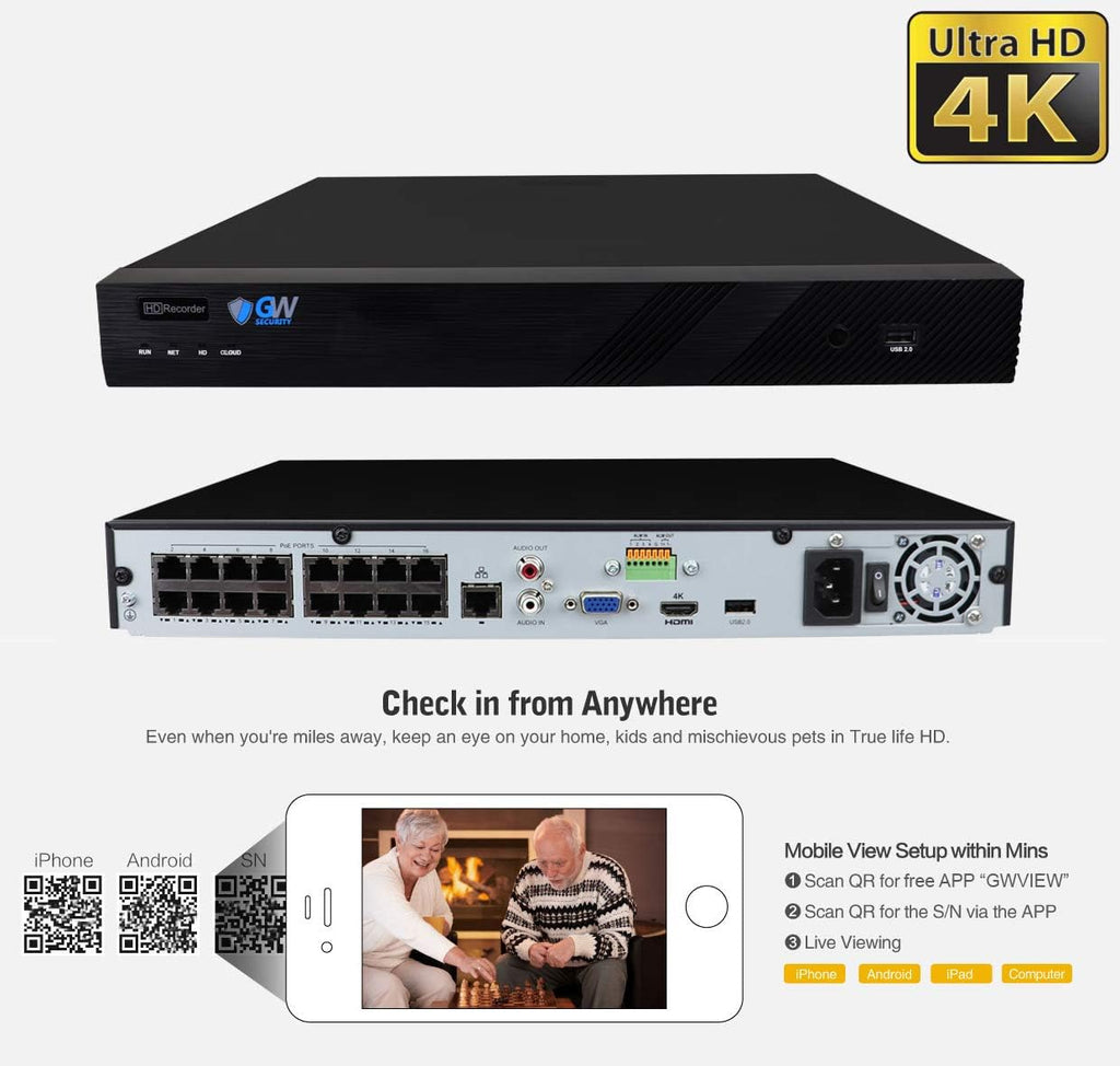 16 Channel 4K NVR 5MP Security Camera System with 4TB Hard Drive P6277