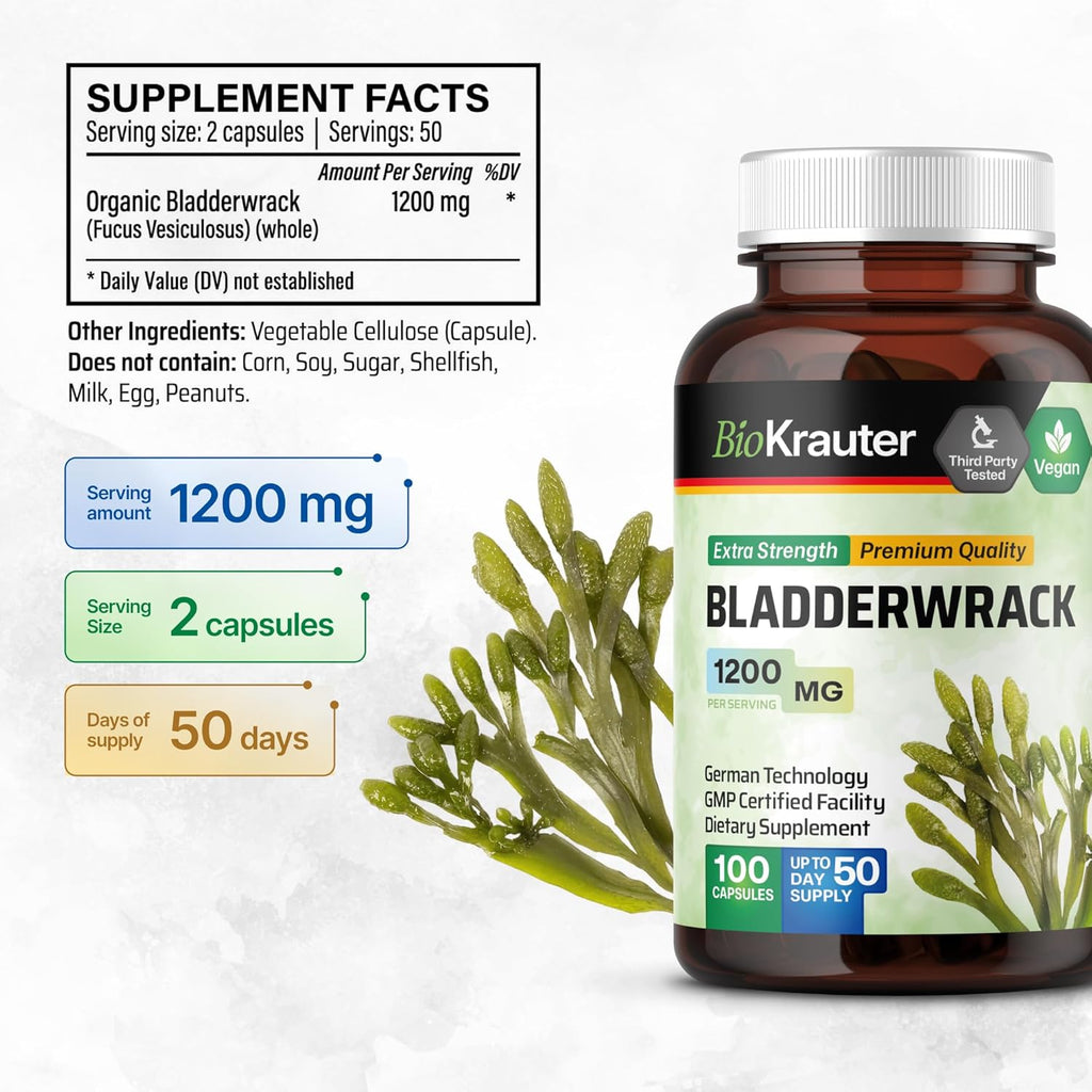 1200 mg Bladderwrack Capsules, 100 Veggie Capsules C94409