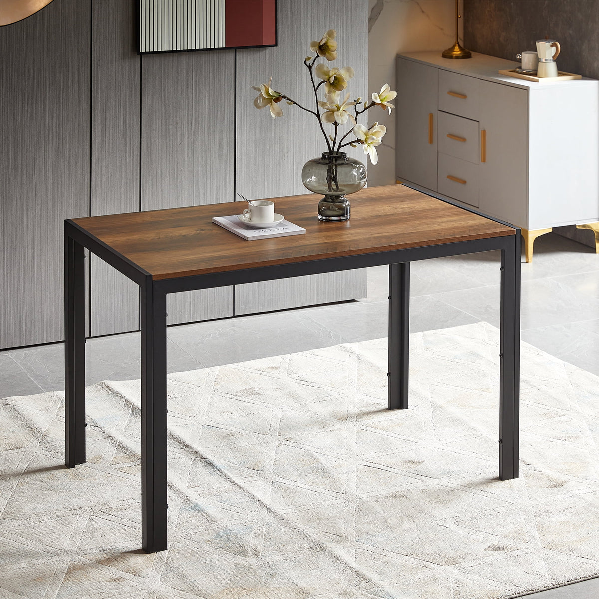 47 Inch Black Metal Dining Table E345