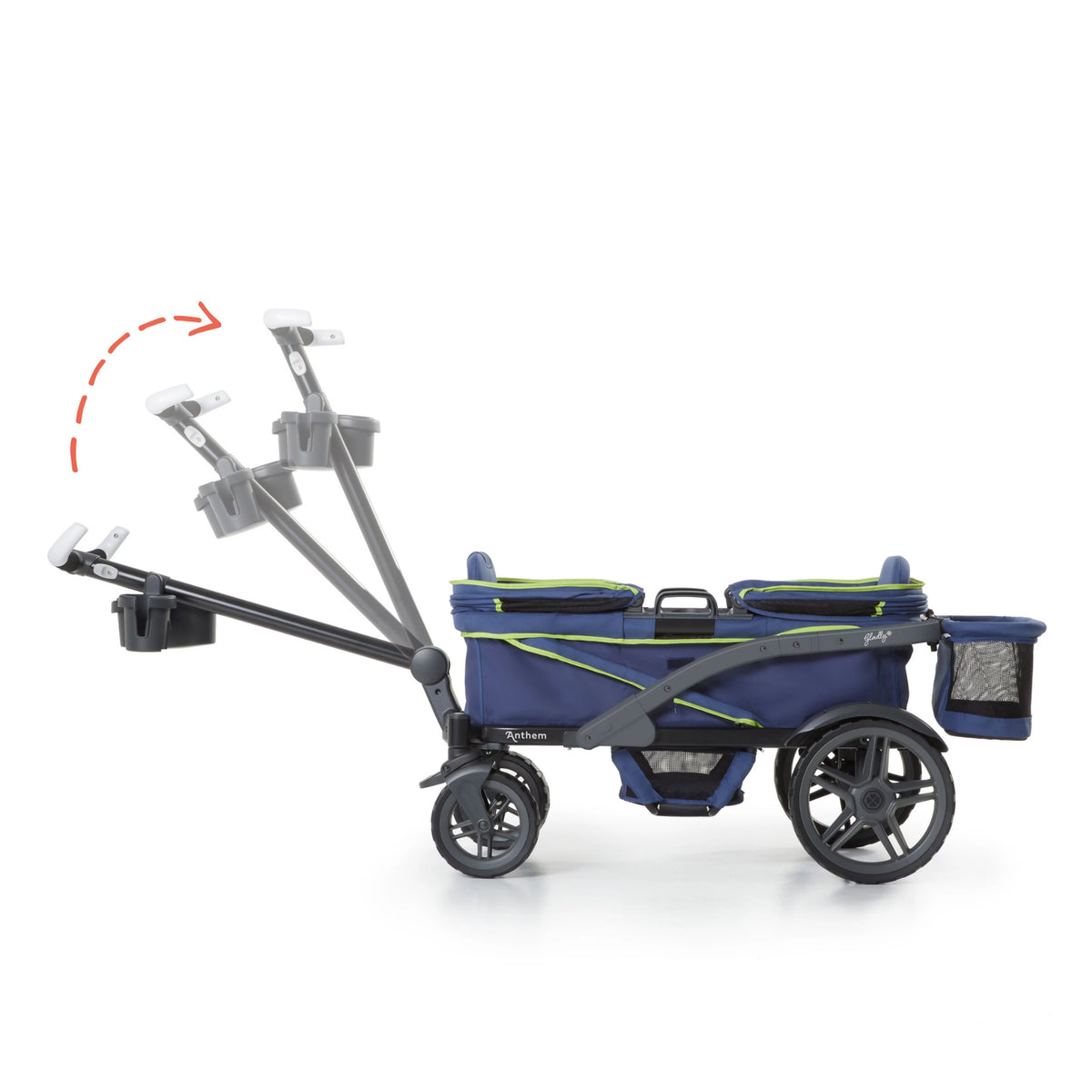 2-Seater Wagon Stroller with Rugged Wheels and Removable Canopy G221