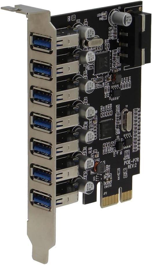 PCIE 7 Port USB 3.0 Adapter Card with Molex Power Connector G7282