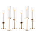 Gold Taper Candle Holders with Hurricane Glass Set of 6 L524191
