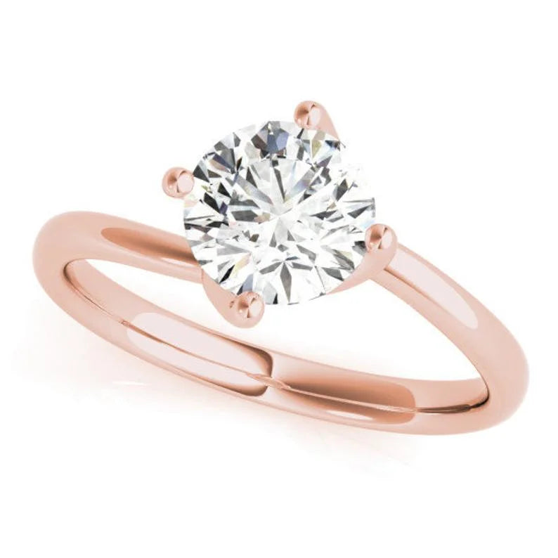 14K Rose Gold Solitaire Round Moissanite Engagement Ring T42569