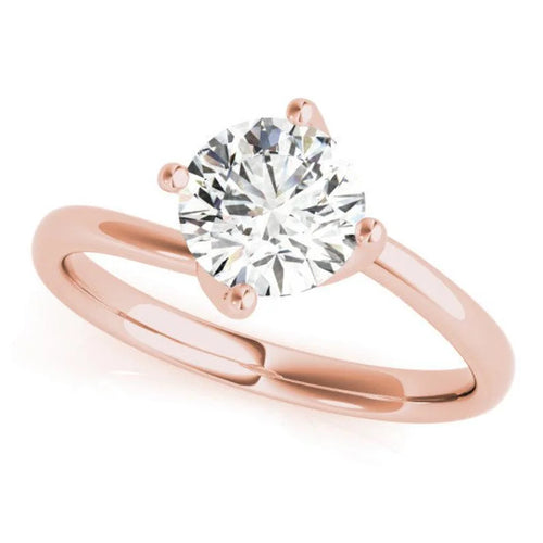 14K Rose Gold Solitaire Round Moissanite Engagement Ring T42569