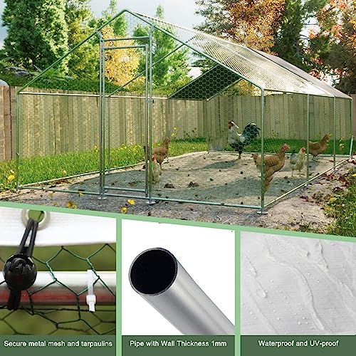 Extra Large Metal Walk-in Chicken Coop with Waterproof Cover J9571