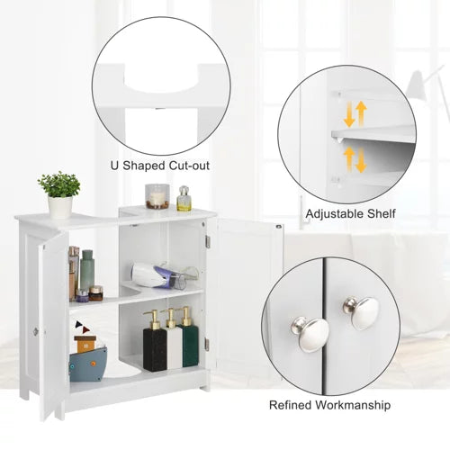 White Under Sink Bathroom Vanity Cabinet with Shelves I106
