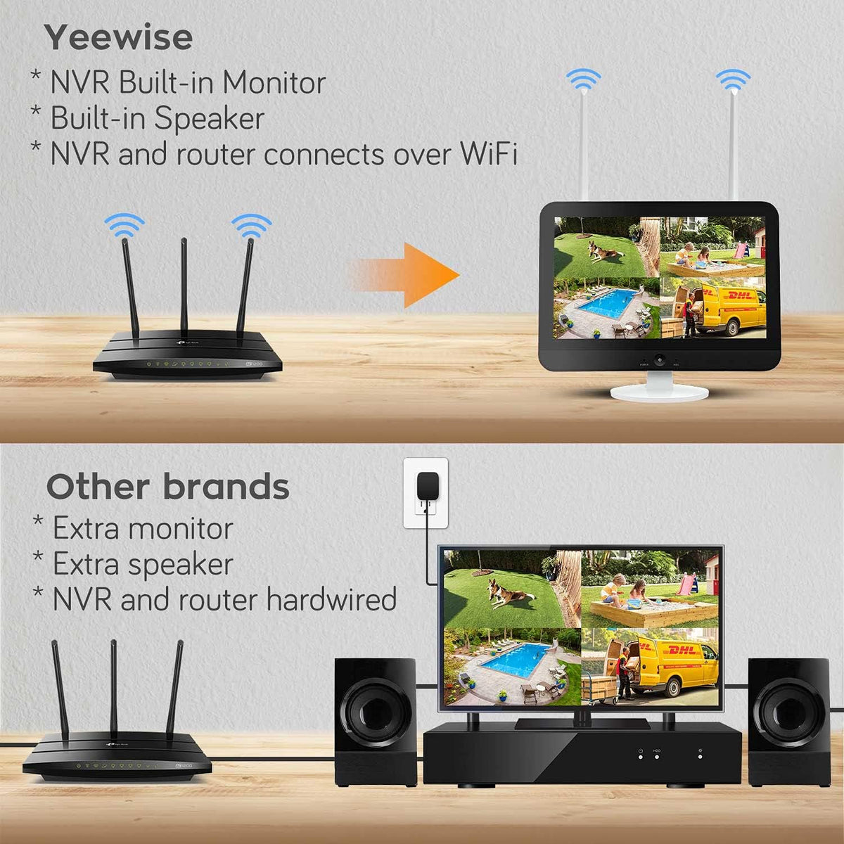 2K Wireless Security Camera System with 12 HD Monitor and 4pcs Cameras E472140
