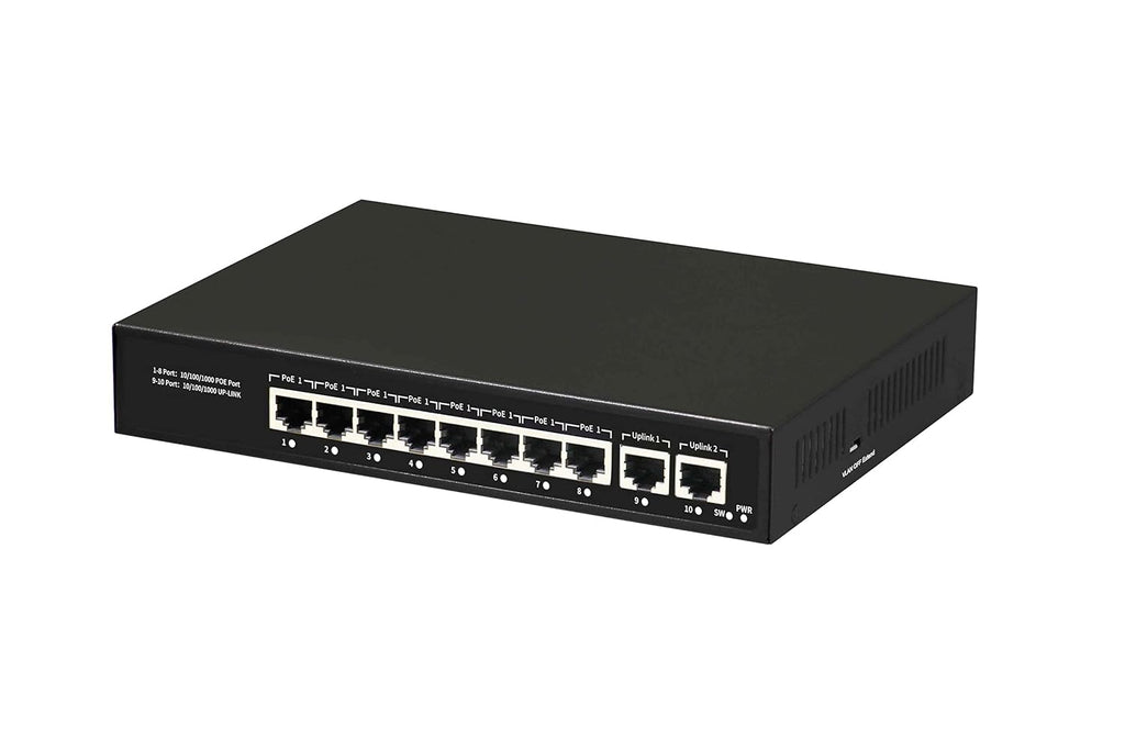 8 Port Gigabit PoE+ Ethernet Network Switch with 2 Uplink Ports, 120W Budget, Pack of 2 A485