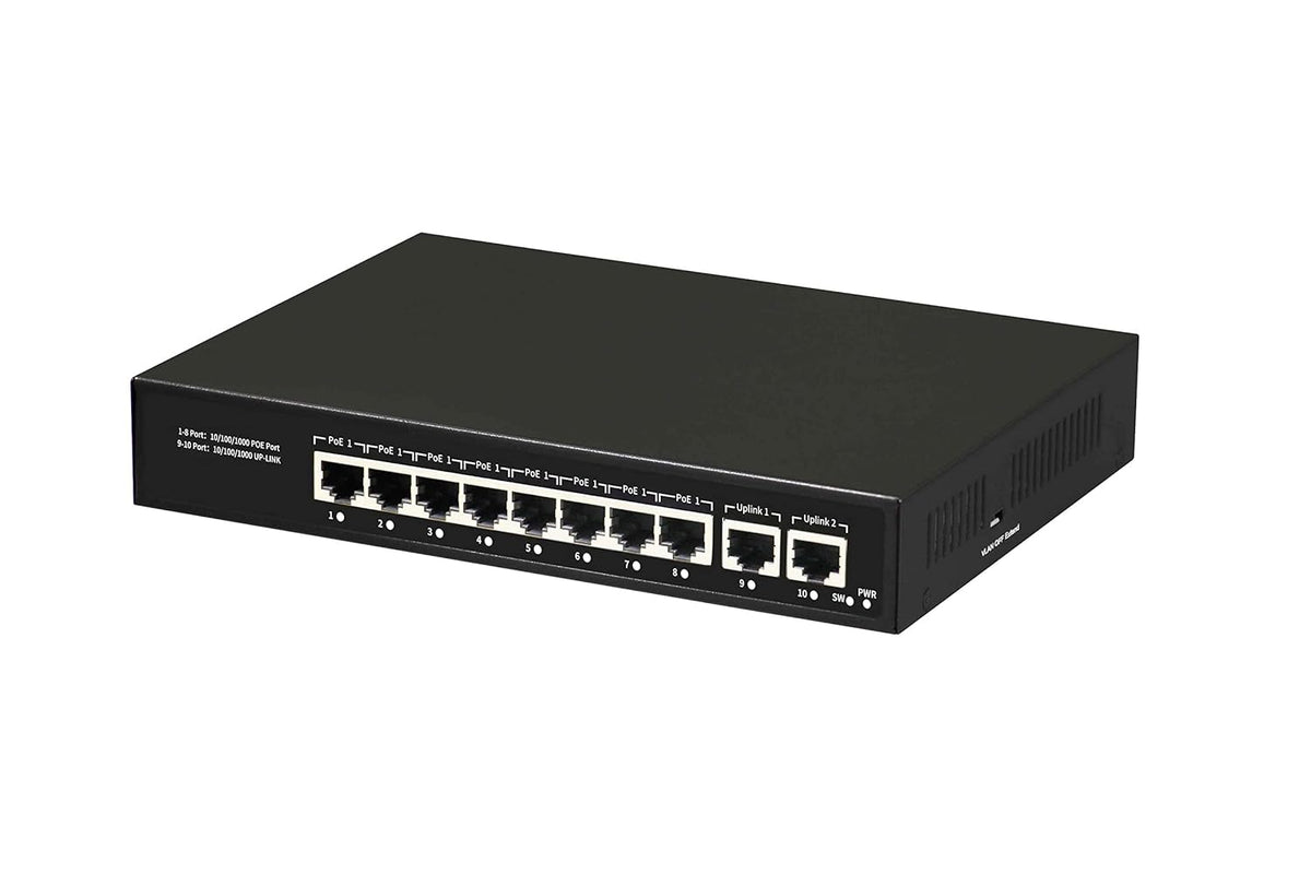 8 Port Gigabit PoE+ Ethernet Network Switch with 2 Uplink Ports, 120W Budget, Pack of 2 A485