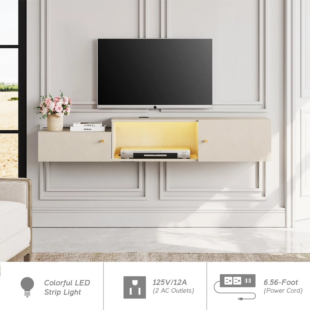 Wall Mounted TV Stand with Storage and Lights F43496