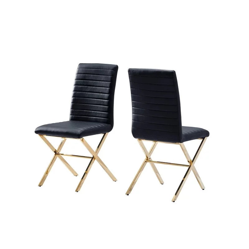Black Faux Leather Dining Chair Set of 2 S935