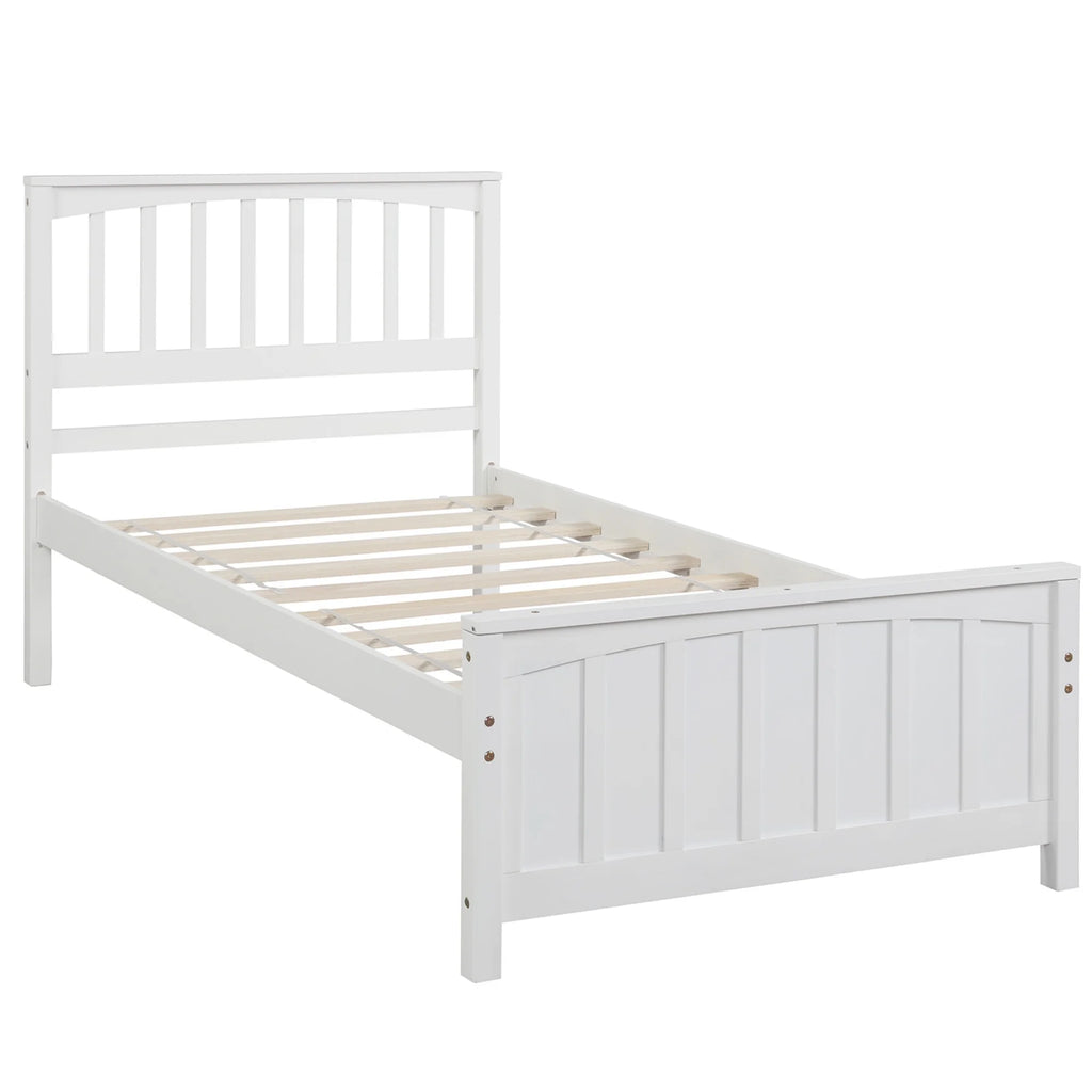 White Wood Twin Size Platform Bed P6138