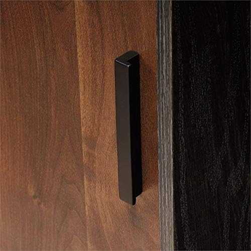 Industrial Tall 3 Adjustable Shelves Bookcase with Door in Grand Walnut and Black C76331