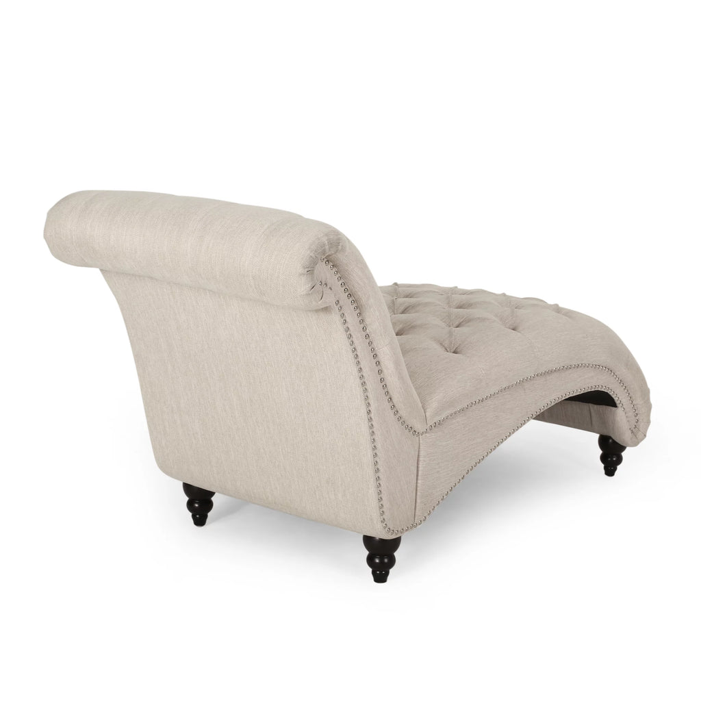 Beige Button Tufted Chaise Lounge T37377