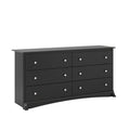 Black 6 Drawer Double Dresser P9444